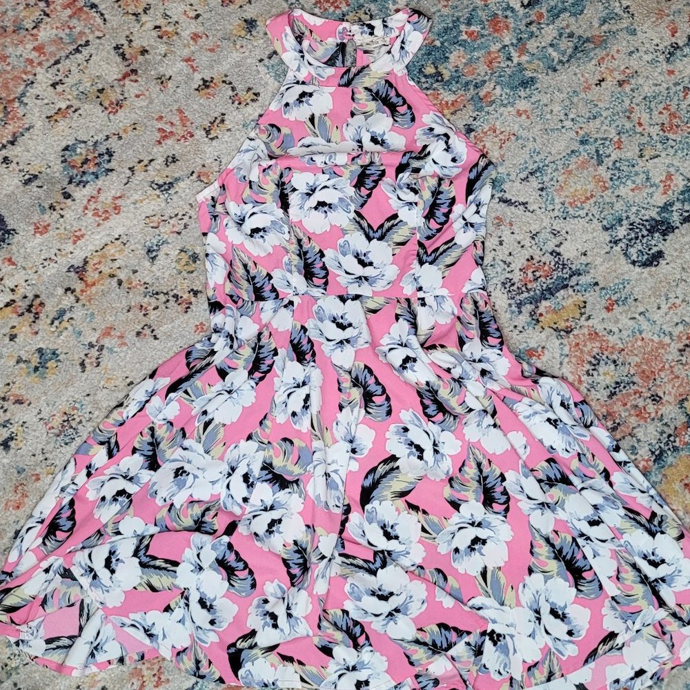 XS Floral Skater Halter Dress